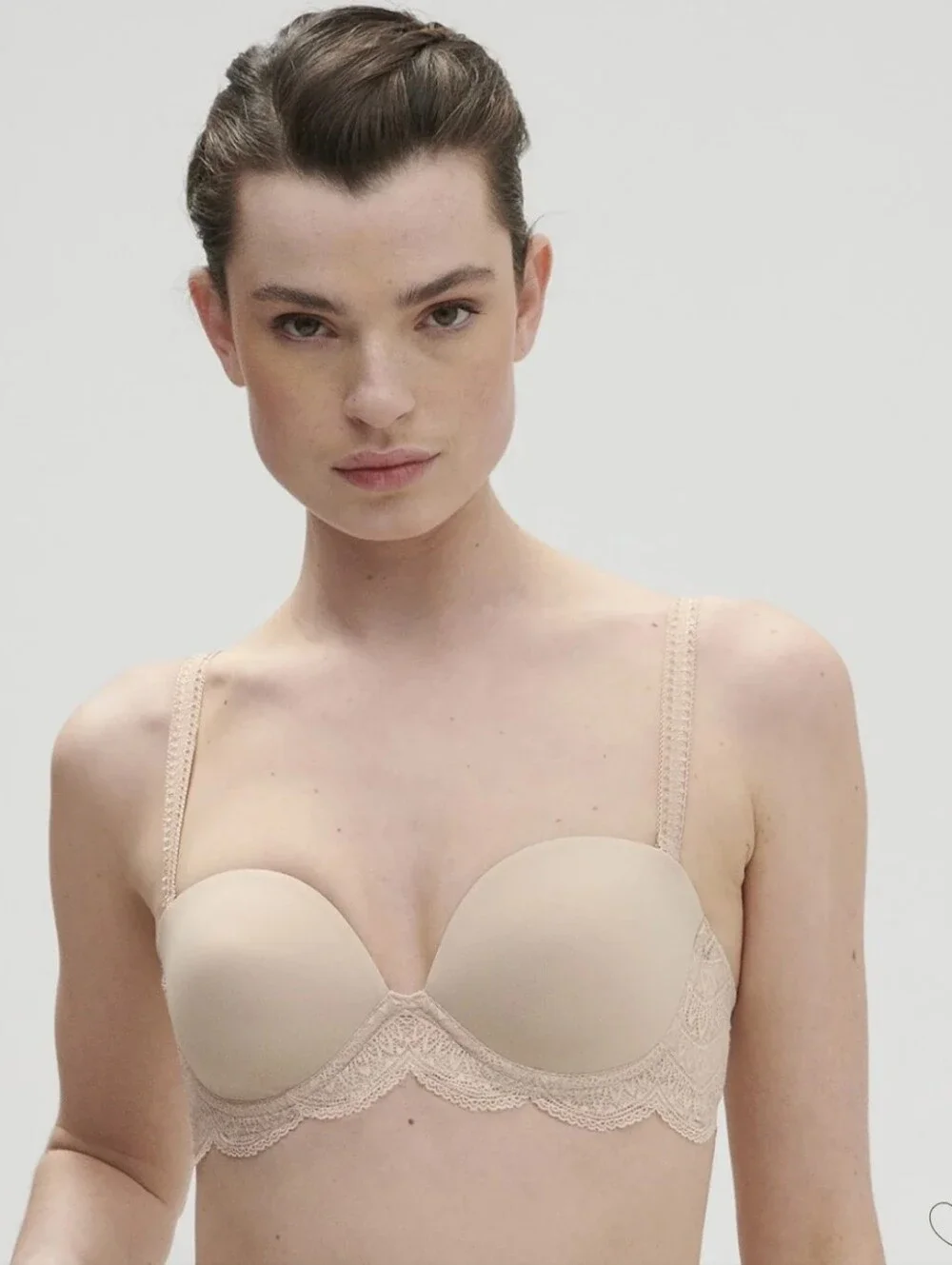 Simone Perele Karma Strapless Women's Nude Lace Balconette Bra 32E (32D)